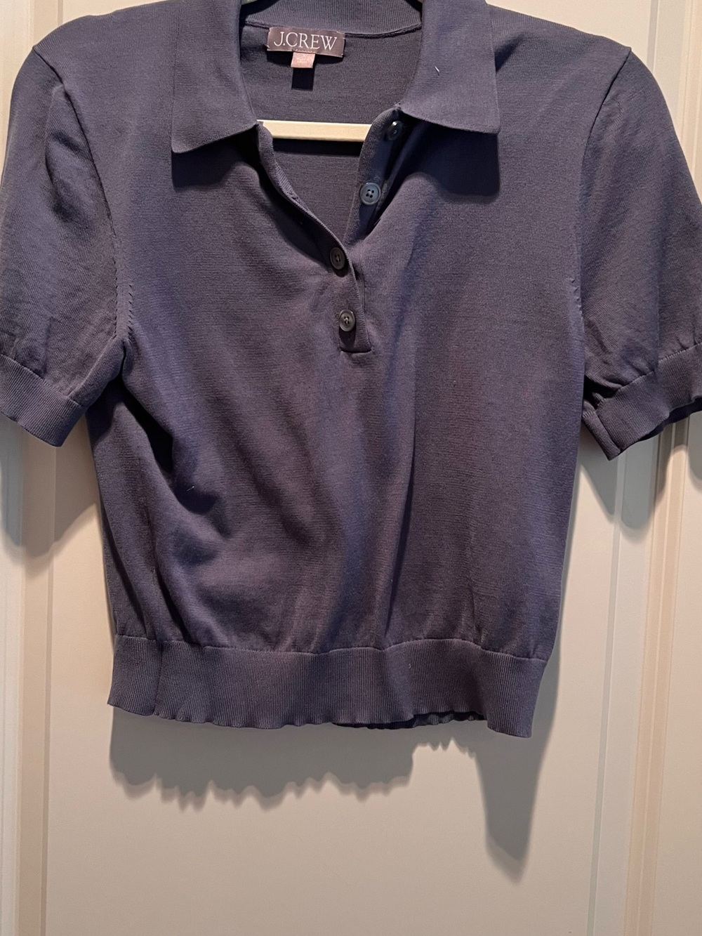 J. Crew Navy Short-Sleeve Polo Crop Top